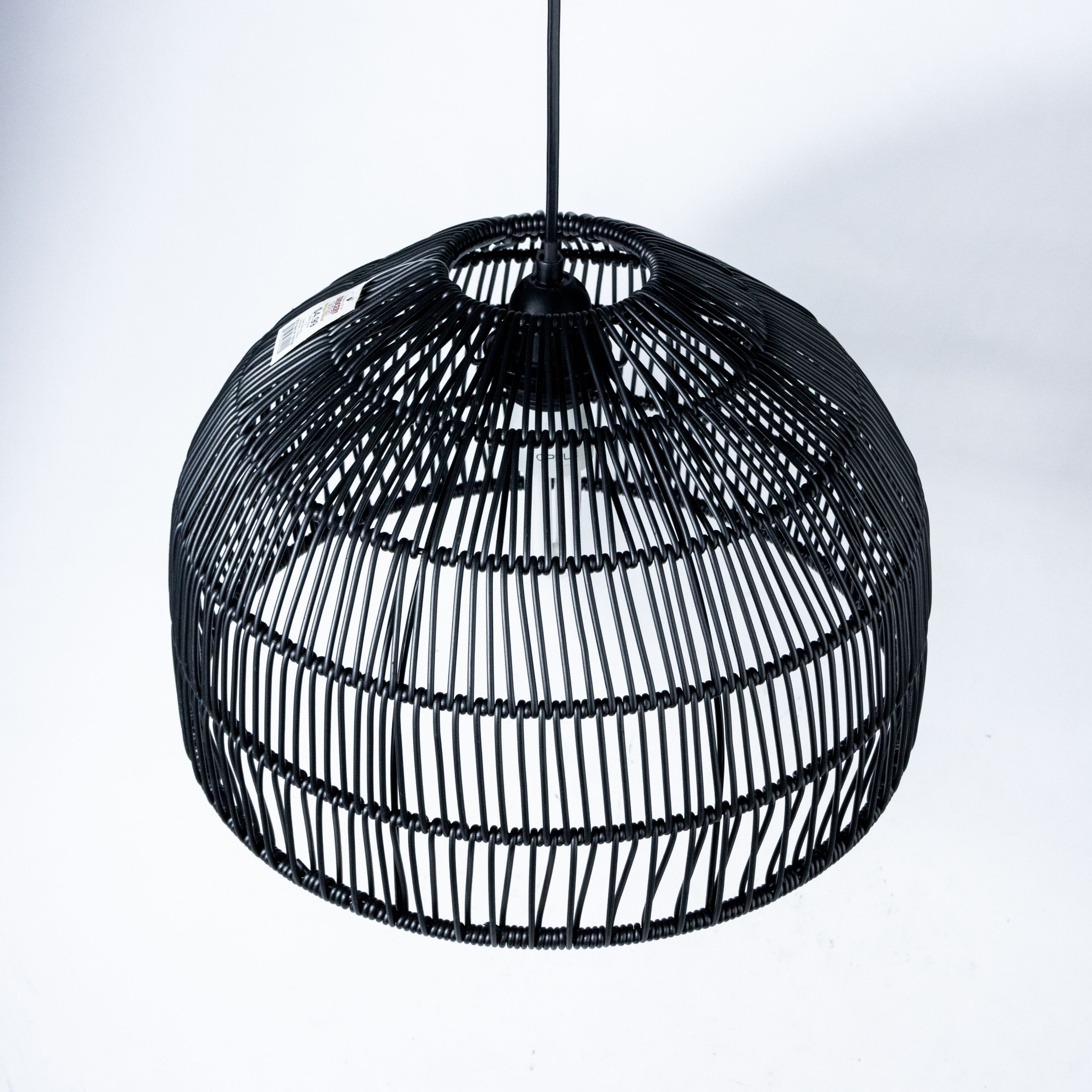 XH Factory Handwoven Black Plastic Rattan Linear Sense Lampshade Pendant for Home Restaurant Lighting Decor Lamp Covers Shades