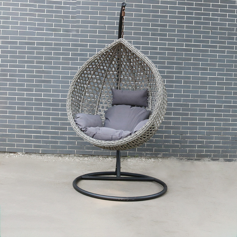 Outdoor Single Rocking Chair Garden Patio Balcony Indoor Rattan Swing Bird's Nest Hanging Basket Chair