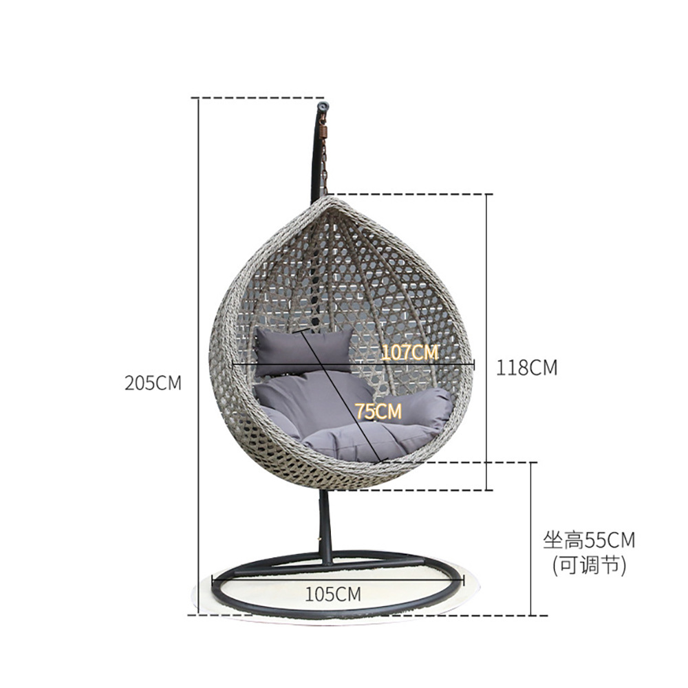 Outdoor Single Rocking Chair Garden Patio Balcony Indoor Rattan Swing Bird's Nest Hanging Basket Chair