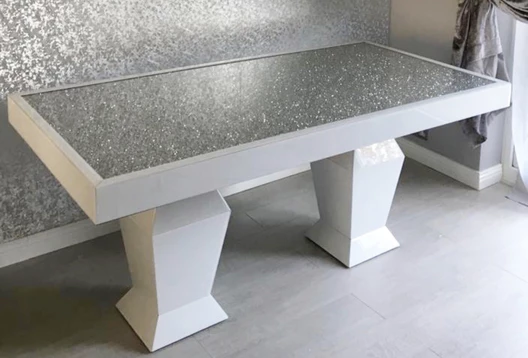 Sparkly Diamond Crush Large Mirrored Dining Table