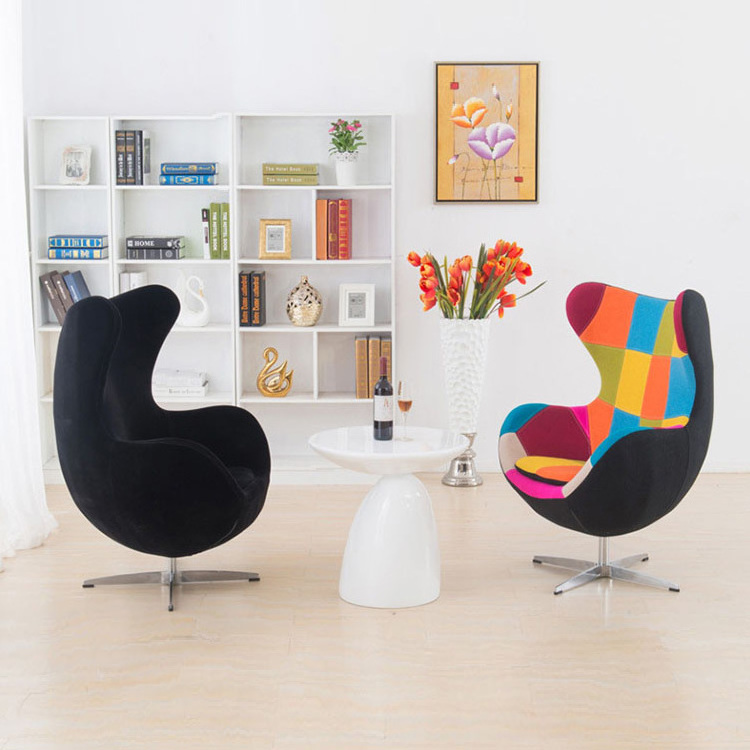 China Wholesale Modern Nordic Design Patchwork Home Living Room Chairs Furniture Swivel Egg Pod Accent Chair