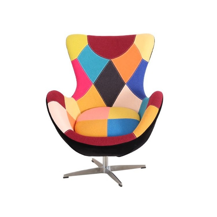 China Wholesale Modern Nordic Design Patchwork Home Living Room Chairs Furniture Swivel Egg Pod Accent Chair