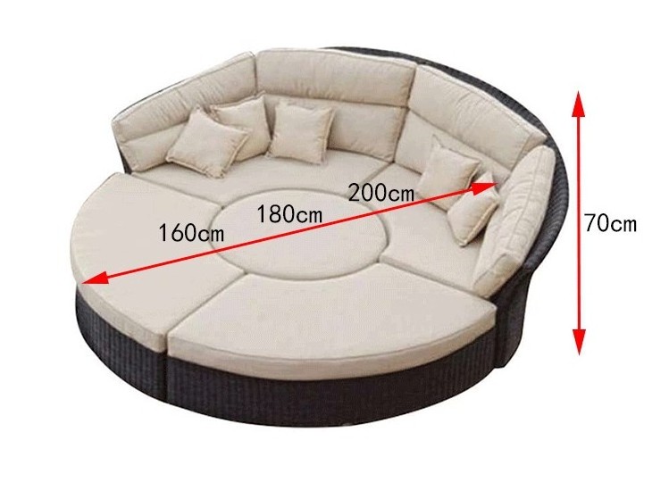 Patio PE Wicker Couch All-Weather Brown Wicker Rattan Patio Conversation Set Outdoor Curved Metal Sectional Couch Sofa