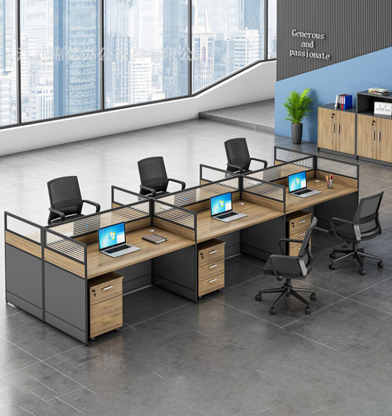 Office desk combination office minimalist modern staff desks, chairs, screens, workstations card slots wholesale