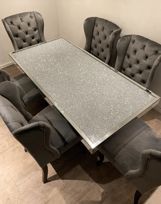 Sparkly Diamond Crush Large Mirrored Dining Table