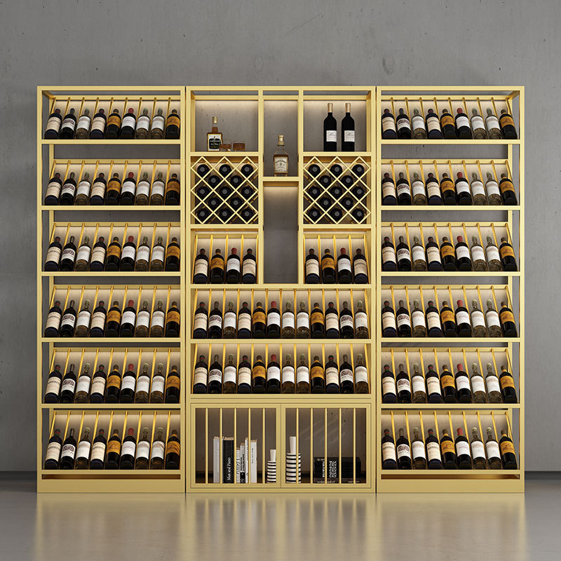 Light Luxury Wine Rack Cabinet Red Wine Inclined Shelf Display Stand Showcase Industrial Wind Wine Metal Shelf Customized