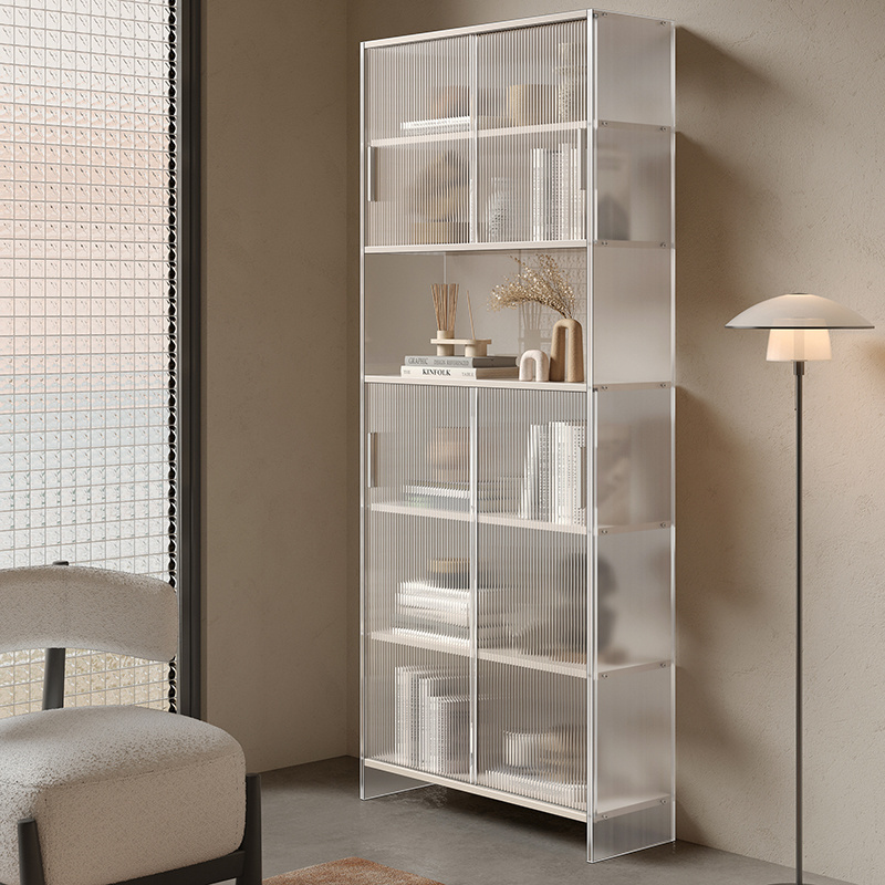 Acrylic bookshelf, floor to wall, living room  ayered storage rack, display cabinet, minimalist modern home