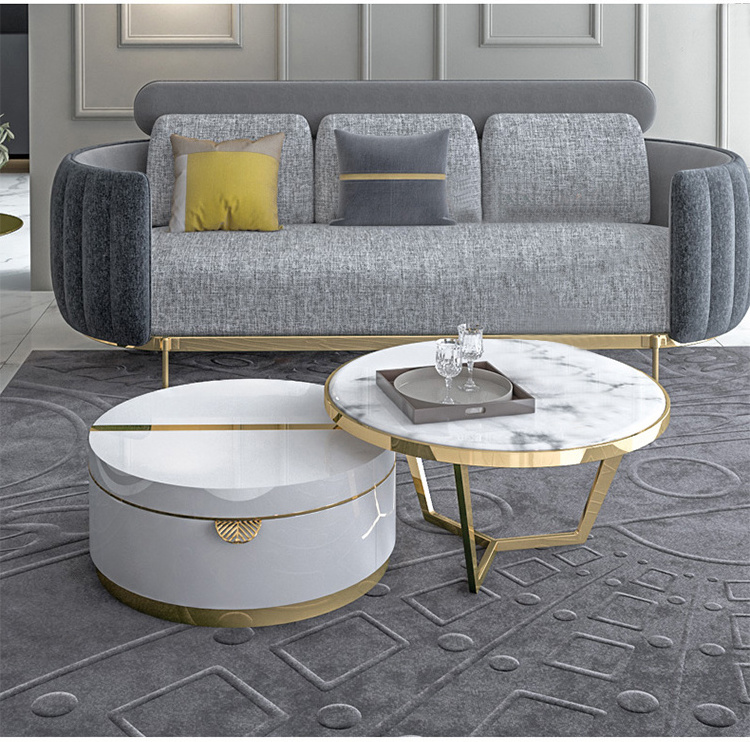 Luxury Round Marble Coffee Table Modern Minimalist Size Storage Tea Table Living Room