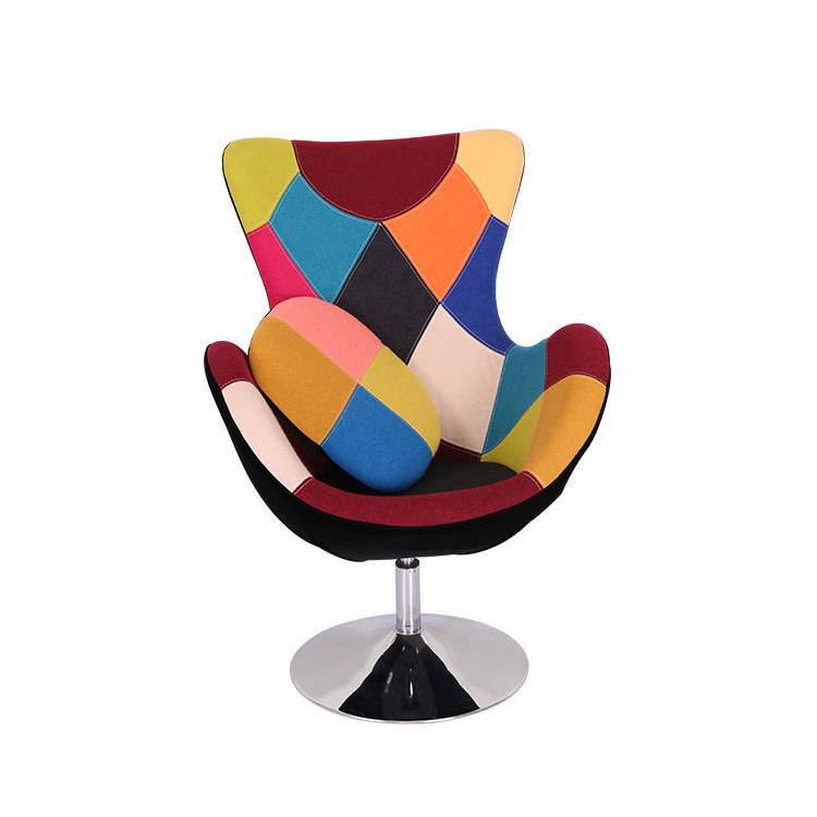 China Wholesale Modern Nordic Design Patchwork Home Living Room Chairs Furniture Swivel Egg Pod Accent Chair