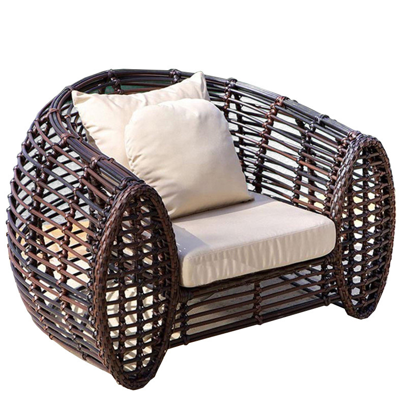 N&V Wicker Patio Furniture Rattan Conversation Chairs Loveseat with Table Cushions for Garden Backyard