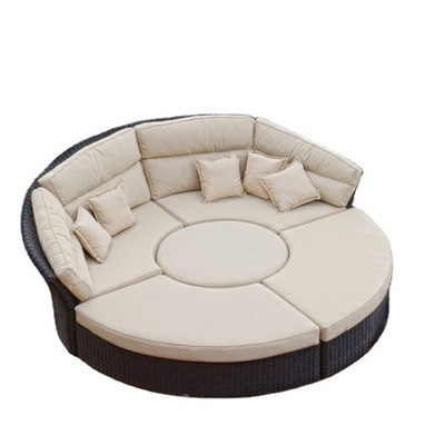 Patio PE Wicker Couch All-Weather Brown Wicker Rattan Patio Conversation Set Outdoor Curved Metal Sectional Couch Sofa