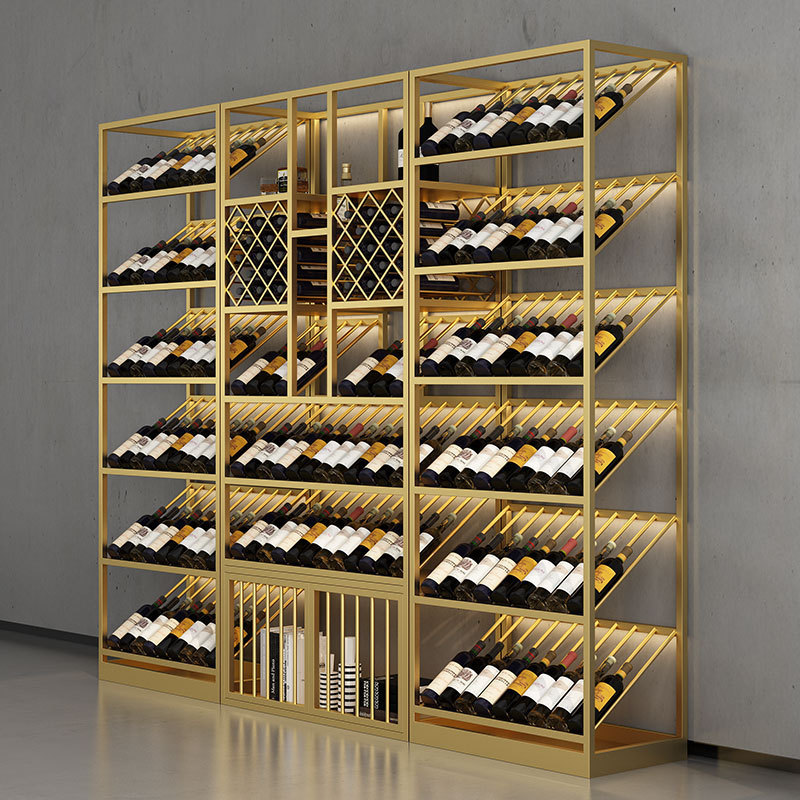 Light Luxury Wine Rack Cabinet Red Wine Inclined Shelf Display Stand Showcase Industrial Wind Wine Metal Shelf Customized