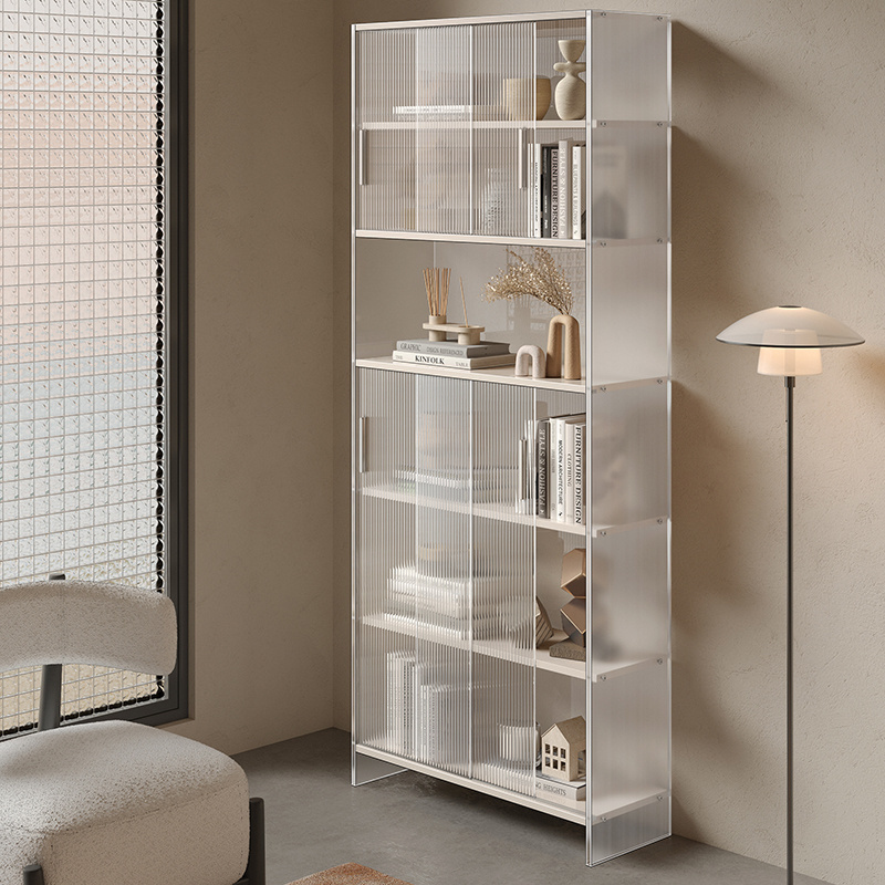 Acrylic bookshelf, floor to wall, living room  ayered storage rack, display cabinet, minimalist modern home