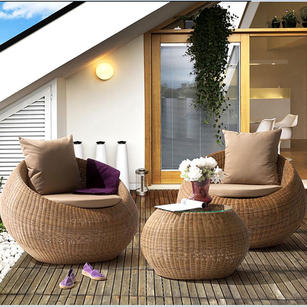 Outdoor Sofa Courtyard Rattan Chair Combination Waterproof Sunscreen Balcony PE Rattan Leisure Furniture