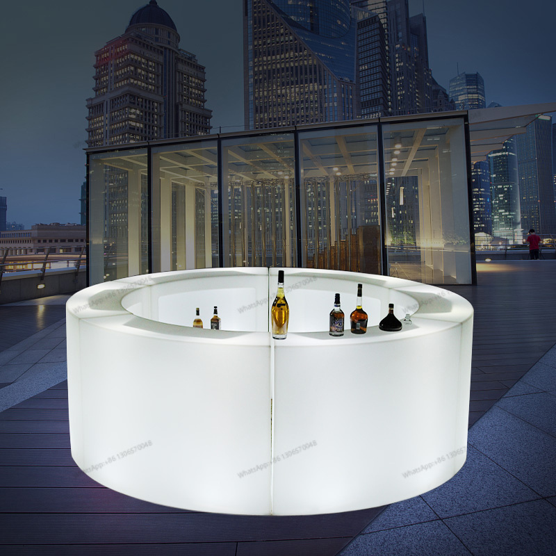 Circular LED Luminous Bar Scattering Table DJ Blending Table Hotel Front Desk Creative Furniture Outdoor Rental Props