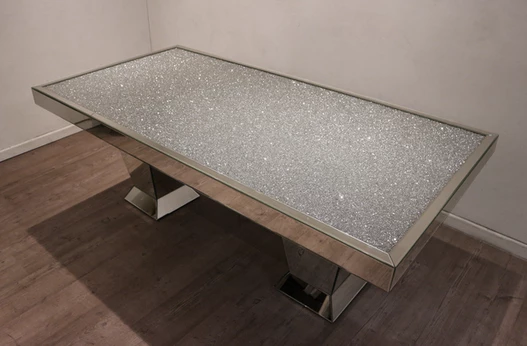 Sparkly Diamond Crush Large Mirrored Dining Table