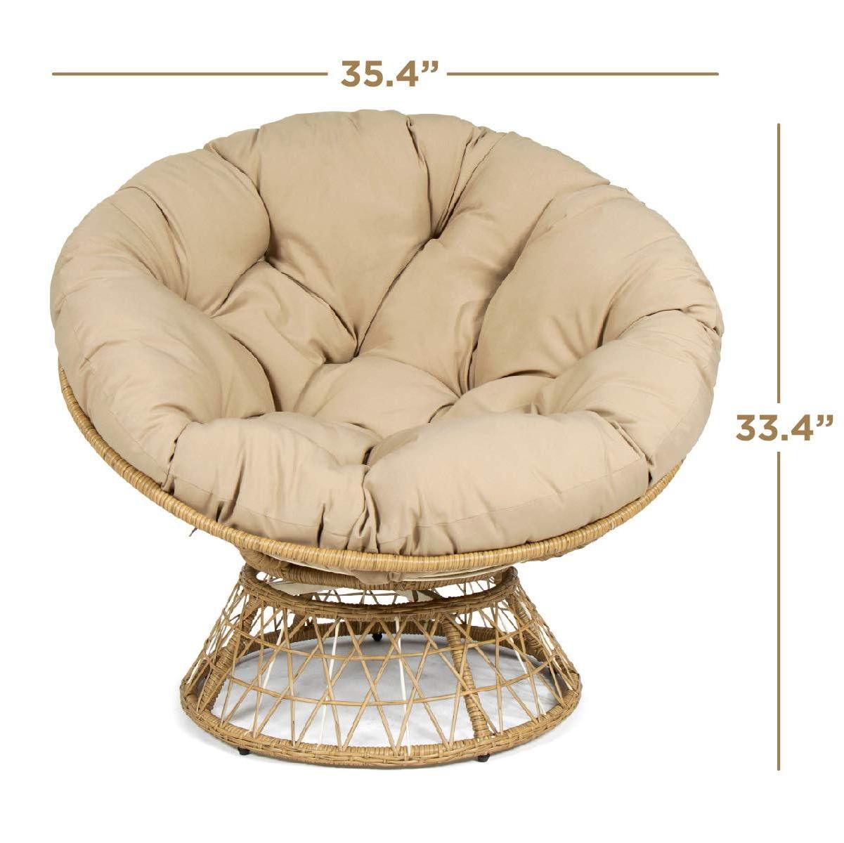 Outdoor Home Rattan Chair Fabric Lazy Sofa Swivel Chair 360degrees Rotating Balcony Rest Rattan Chair Sofa