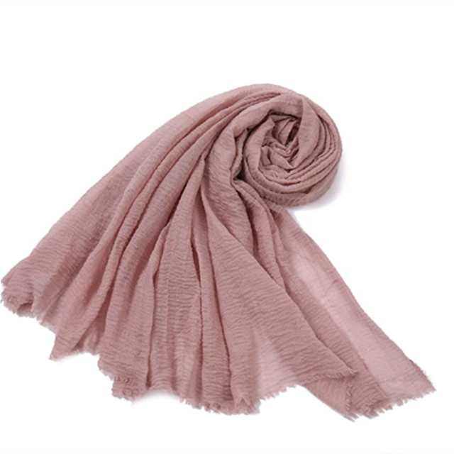 Cotton Wrinkle Hijab For Women Lightweight Shawls Wrap Fashion Solid Soft Travel Scarf