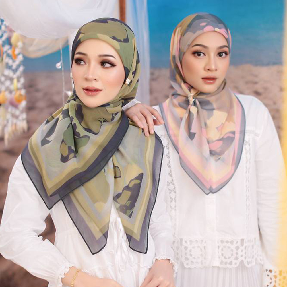 Free Sample Malaysia Custom Printed Voile Square Scarf Hijab Malaysia Tudung Bawal Cotton Voile other scarves and shaw