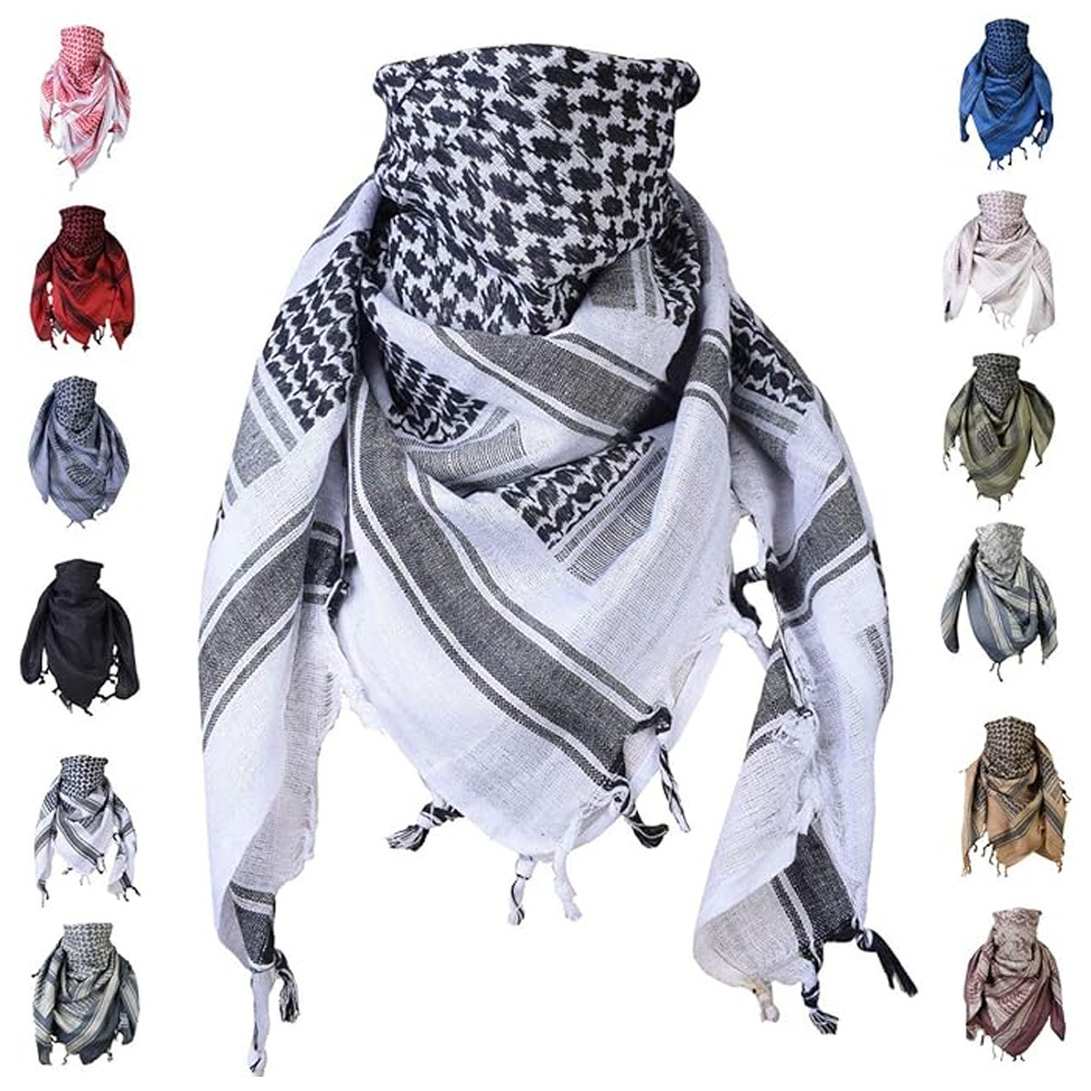 New Arrival Men Black On White Kufiya Arafat Hatta Cotton Unisex Scarf Ethnic Shemagh Keffiyeh Arab Palestine Scarf