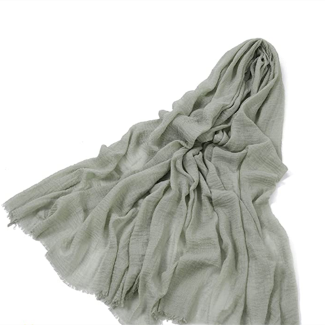 Cotton Wrinkle Hijab For Women Lightweight Shawls Wrap Fashion Solid Soft Travel Scarf