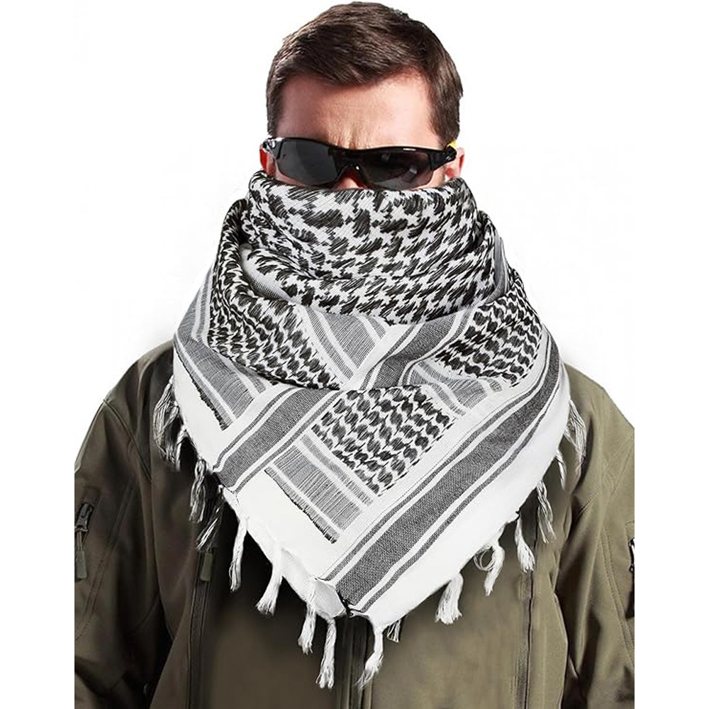 New Arrival Men Black On White Kufiya Arafat Hatta Cotton Unisex Scarf Ethnic Shemagh Keffiyeh Arab Palestine Scarf