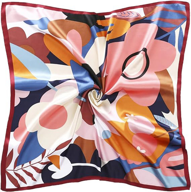 Square Silk Like Head Scarf Women's Fashion Silk Feeling Scarf for Hair Wrapping and Sleeping