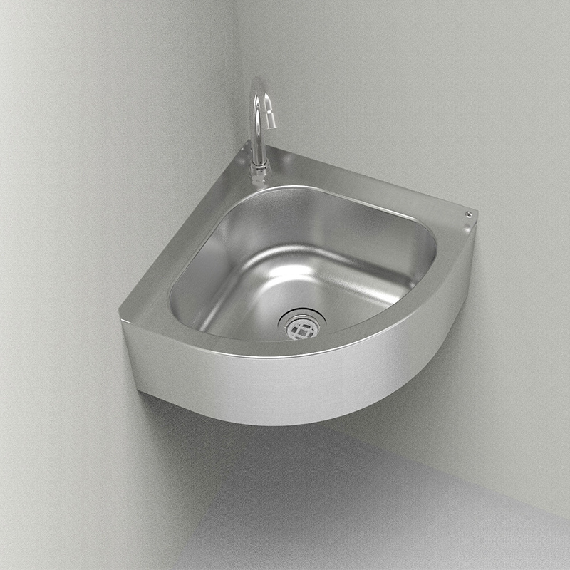 SS 304 Stainless Steel Triangular Small Size Wall Mounted Hand Wash Basin Commercial Corner Sink