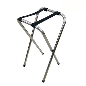 Portable Black Stainless Steel Hotel Style Backrest Luggage Rack For Bedroom