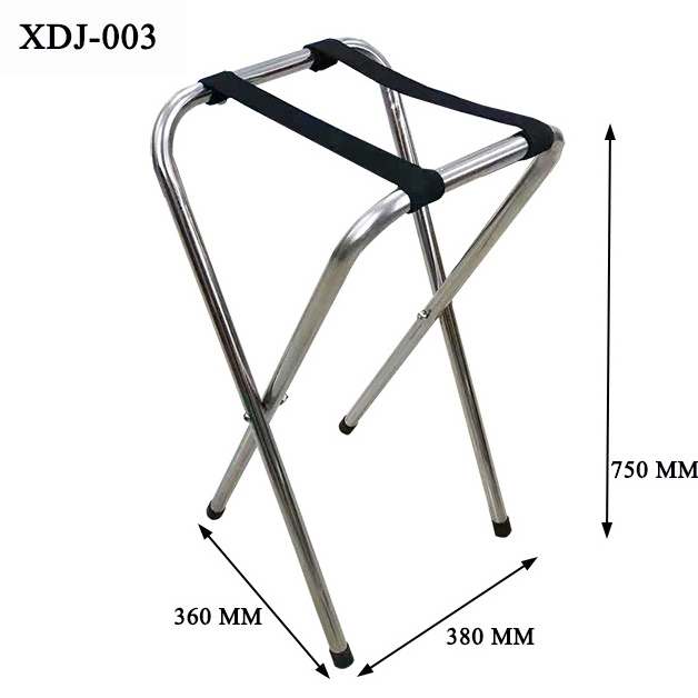 Portable Black Stainless Steel Hotel Style Backrest Luggage Rack For Bedroom