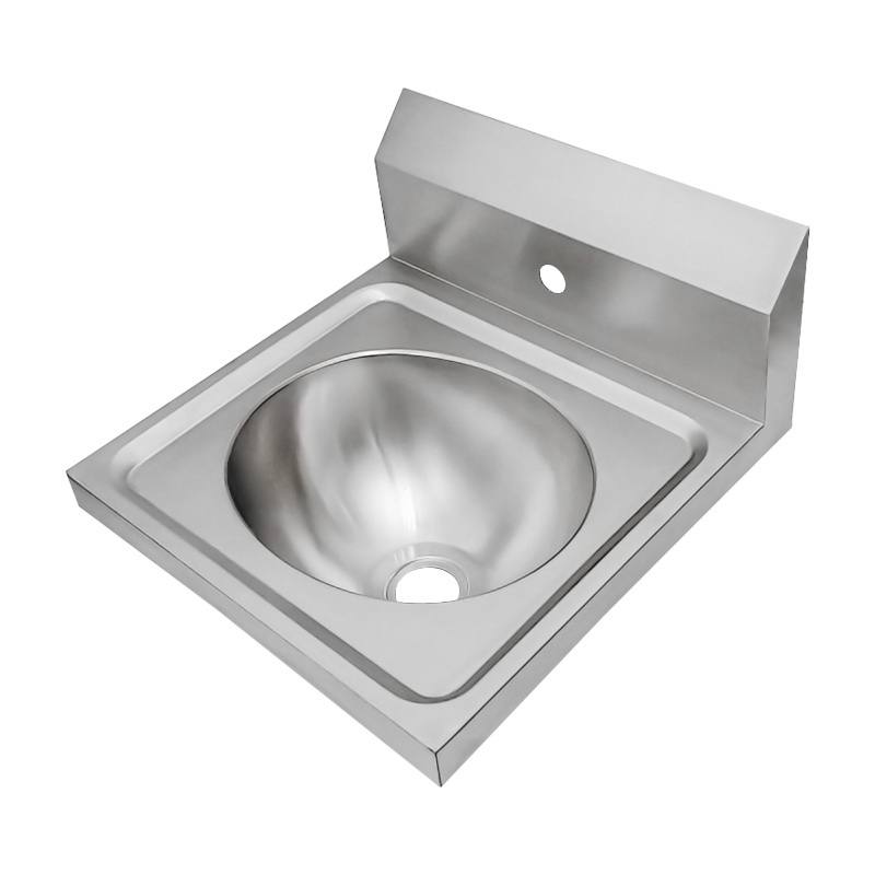 Customized Commercial Kitchen Hand Sink Basin 304 Stainless Steel Wall Mounted Washing Sink With Splash Guard