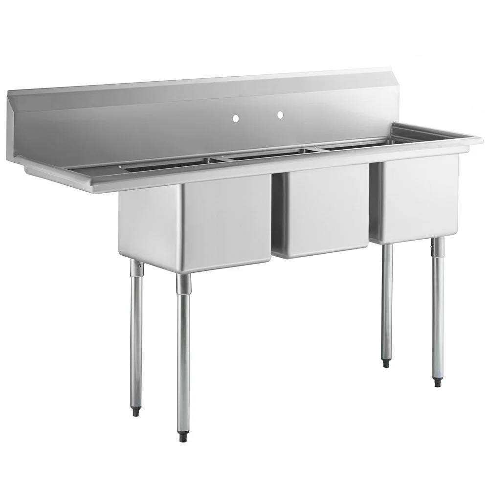 Customized Industrial Utility Commercial Kitchen Stainless Steel 3 Compartment Sink For Restaurant