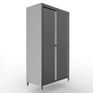 Commerical Workshop Kitchen Garage Shelving Upright Storage Stainless Steel Kitchen Cabinet with Sliding Doors