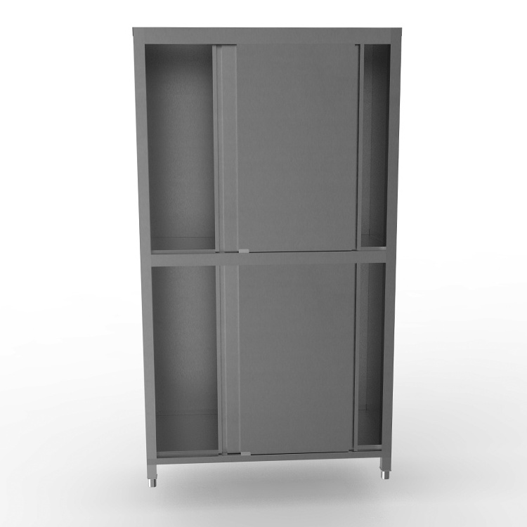 Commerical Workshop Kitchen Garage Shelving Upright Storage Stainless Steel Kitchen Cabinet with Sliding Doors