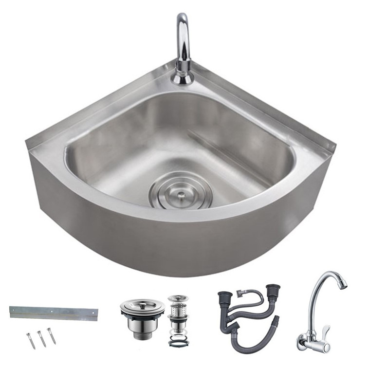 304 Stainless Steel Washbasin Small Size Triangular Sink Wall Corner Hand Wash Basin For Kitchen