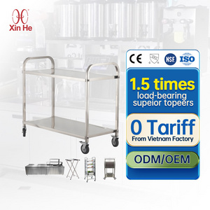 Stainless Steel 201 Bar Cart Platform Hotel 2 Layers Service Cart Trolley With Wheels