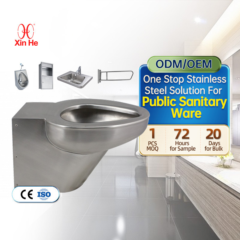 Hot Sale Washdown Anti-odor Sewer Wall Hung Concealed Prison Stainless Steel Toilet Pedestal Pan