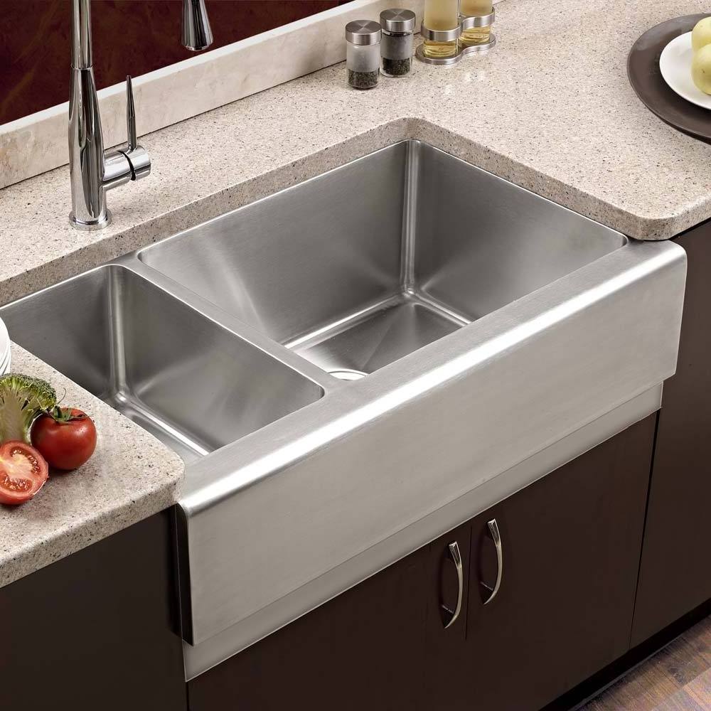 Stainless Steel 33 inch US America hot sale handmade 60/40 double bowl farmhouse apron front kitchen sink with grid optional