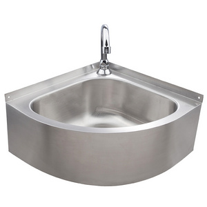 SS 304 Stainless Steel Triangular Small Size Wall Mounted Hand Wash Basin Commercial Corner Sink