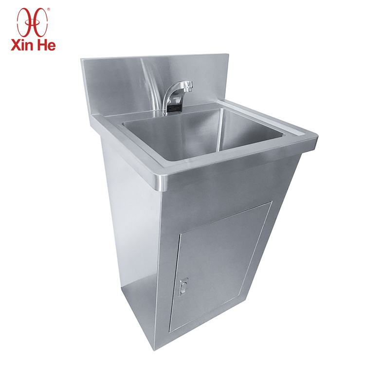 Stainless Steel Hand Washing Sink Floor Standing Column Washbasin Operating Room Hospital Sink