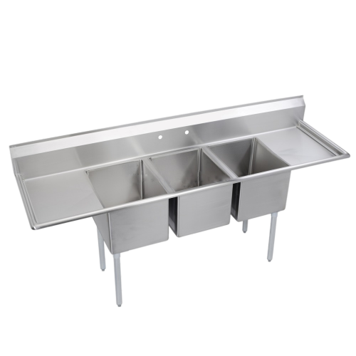 Customized Double Drainboard Industrial Utility Commercial 3 Compartment Stainless Steel Triple Bowl Kitchen Sink