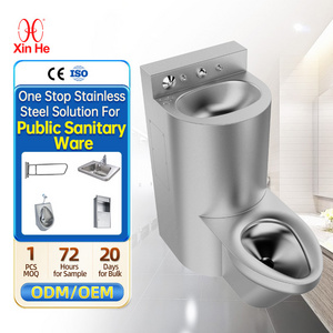 Customized 304 316 Stainless Steel Toilet Bowl Set WC Toilet With Sink Washbasin