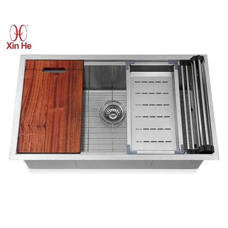 cUPC Hot Sale 16 Gauge 32 Inch Handmade Kitchen Stainless Steel Multifunction Workstation Undermount Sink