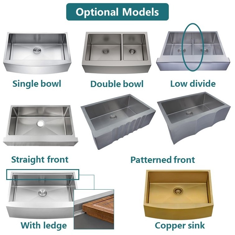 cUPC Customized American 16G 18G Single Bowl 316 304 Handmade Stainless Steel Farmhouse Kitchen Sink with Apron Front