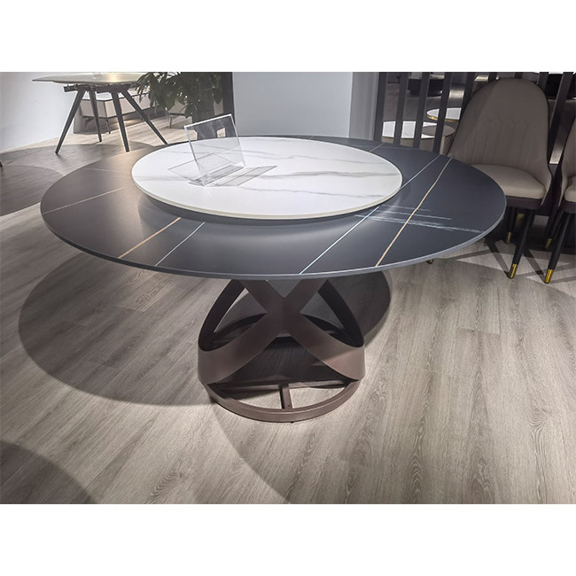 Modern marble round rotating dining room table large rotatable round dining table for home