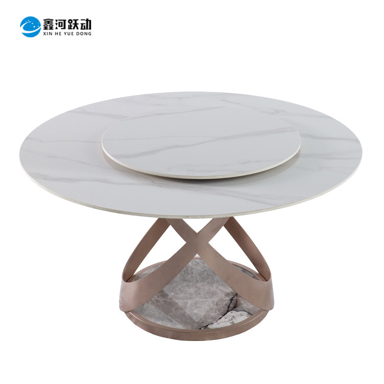 Modern marble round rotating dining room table large rotatable round dining table for home