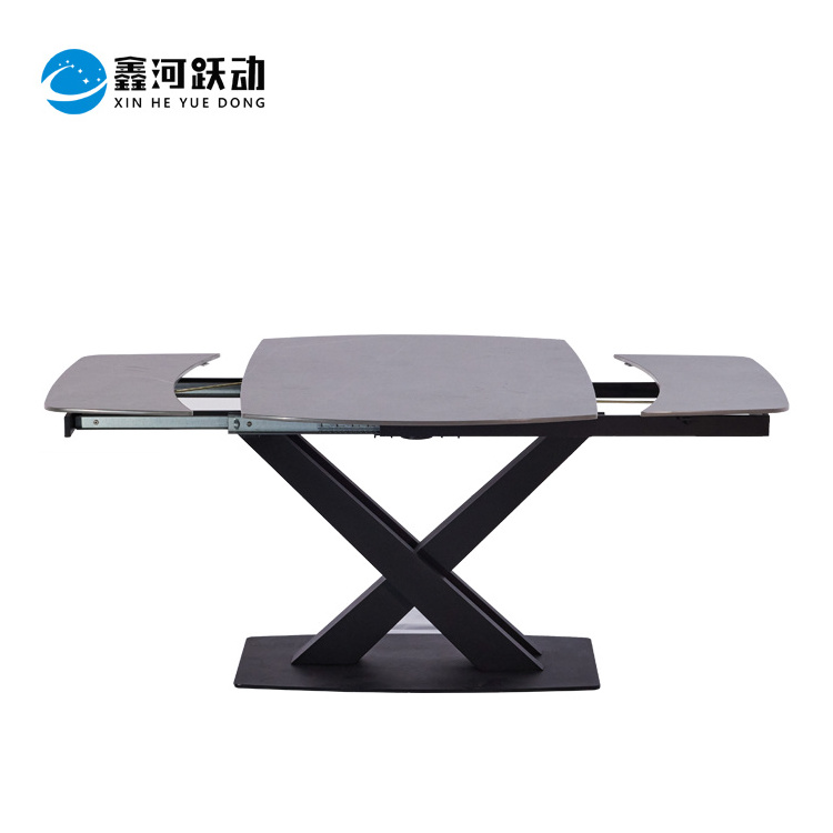 Luxury convertible dining table dining room rectangle marble spin 180 rotation dining table