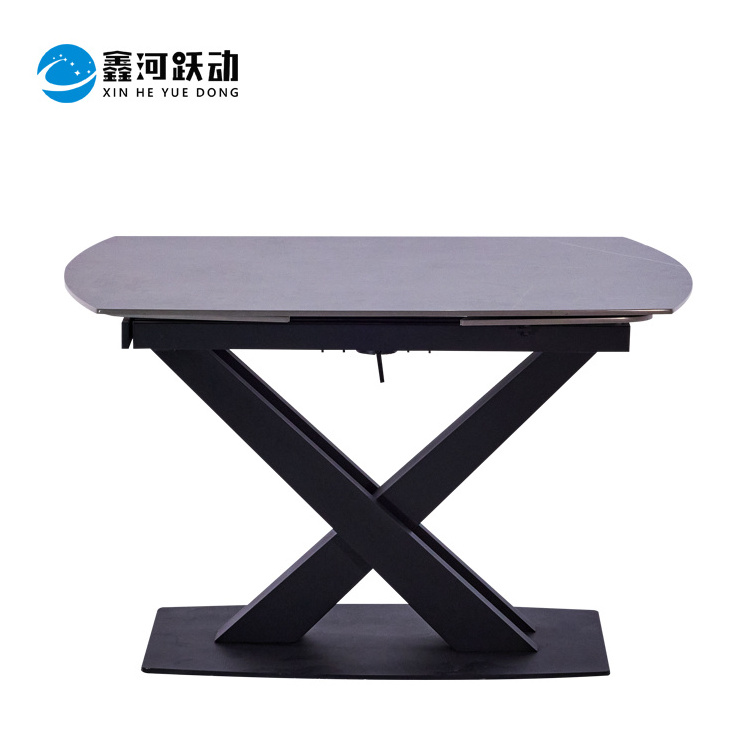 Luxury convertible dining table dining room rectangle marble spin 180 rotation dining table