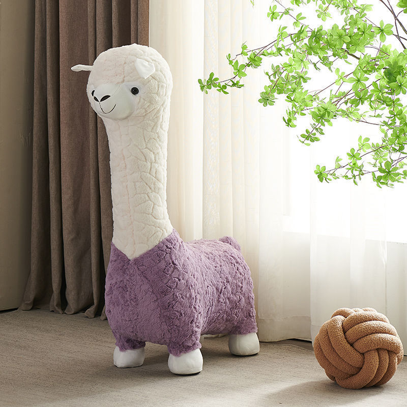 Cute soft cartoon plush chair alpaca shape cartoon mini sofa chair Kids Play Sofa Chair for cute girls and children