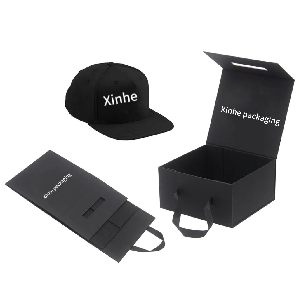 Custom Luxury Magnetic Fedora Snapback Baseball Hat Box Collapsible Hat Packaging Box For Hat